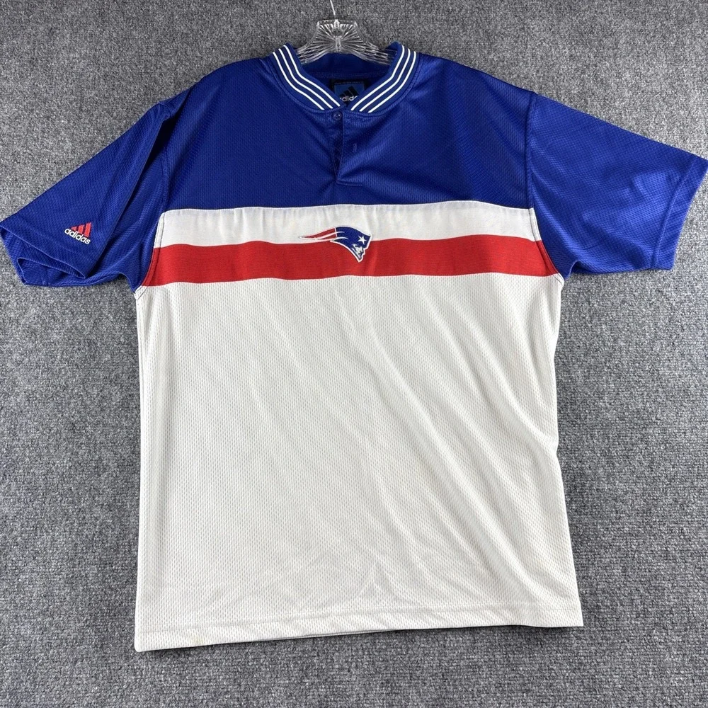 Vintage 90s Adidas New England Patriots Mesh Polo Made in USA Men's Large NFL